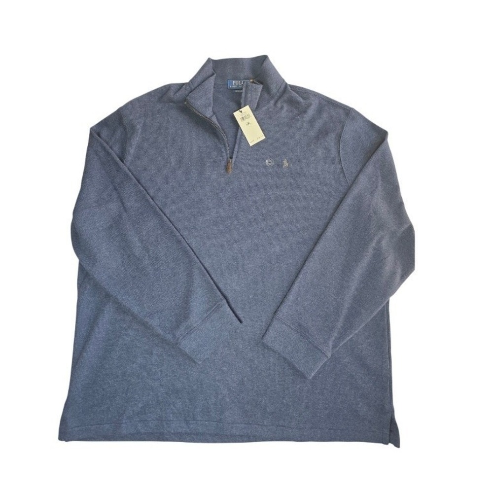 Polo Ralph Lauren Mens Estate Rib Quarter Zip Pullover Blue XXL NWT